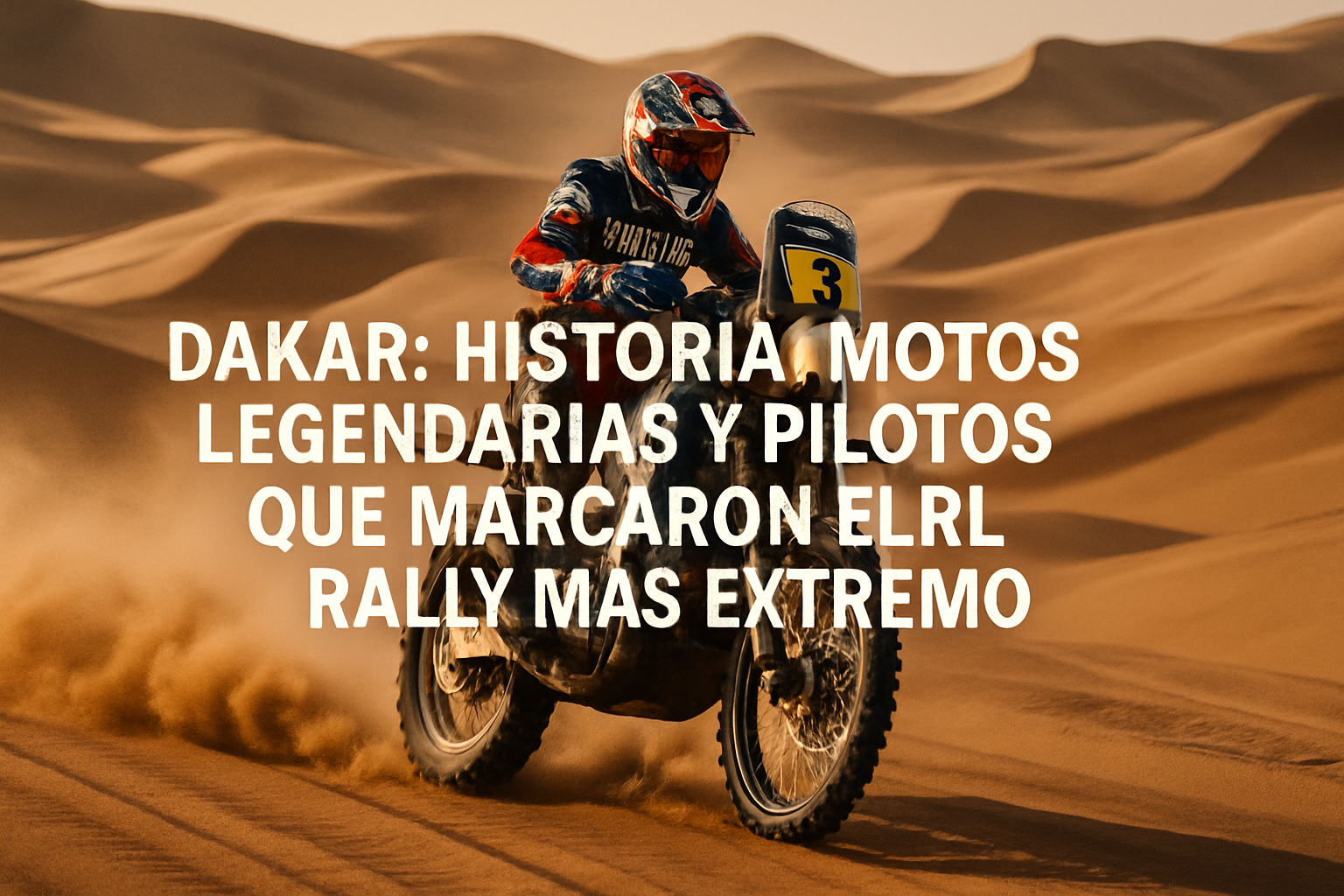 Moto rally legendaria cruzando dunas en el Dakar, historia y pilotos del Rally Dakar