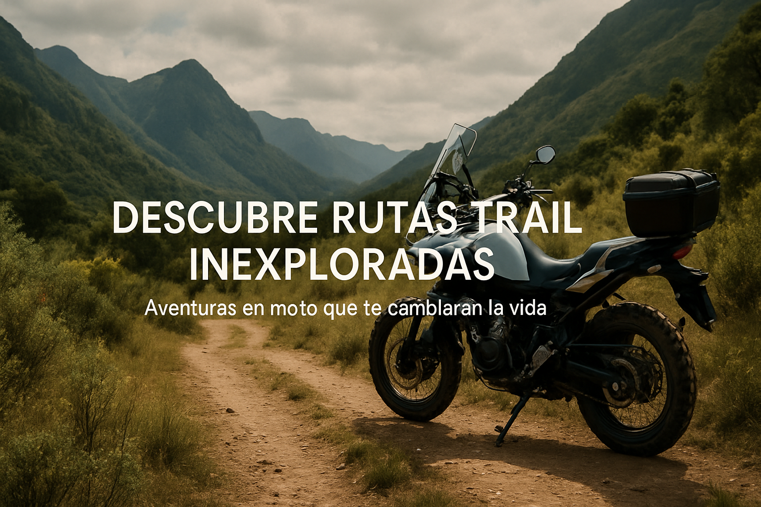 Moto trail recorriendo rutas desconocidas en plena aventura en moto trail