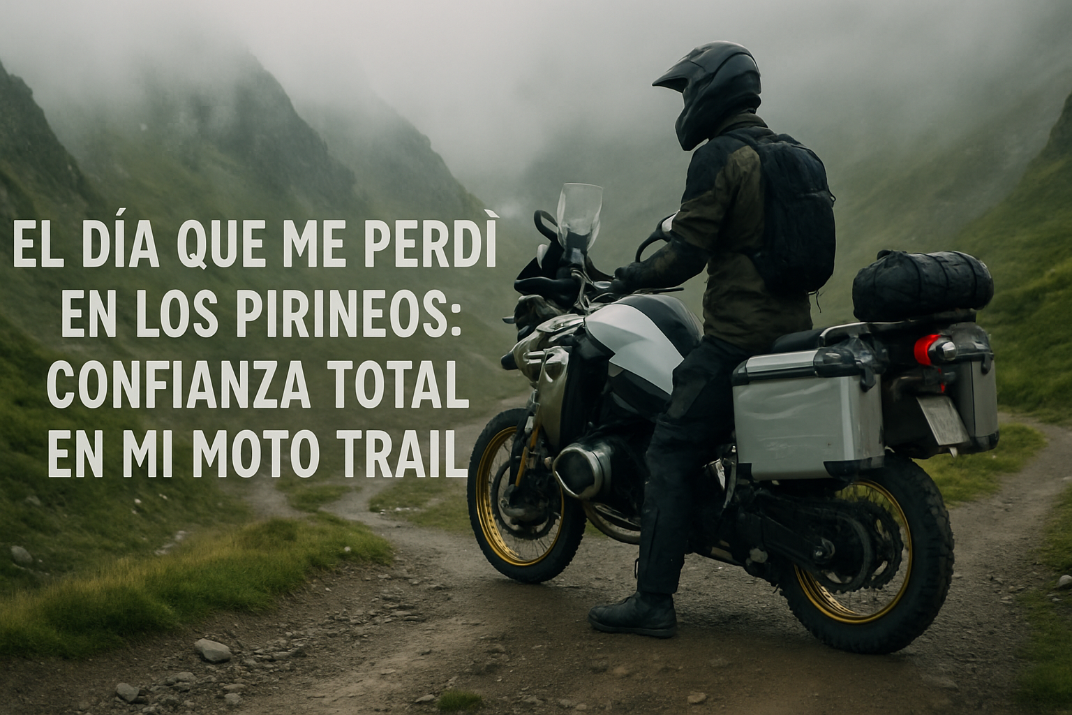 Piloto de moto trail perdido en los Pirineos en moto, rutas off-road y confianza en moto trail en alta montaña