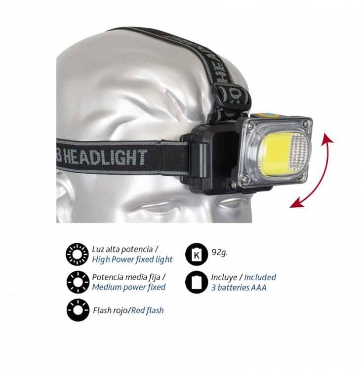 LINTERNA FRONTAL CUADRADA Potencia Alta Iluminación ALBAINOX 