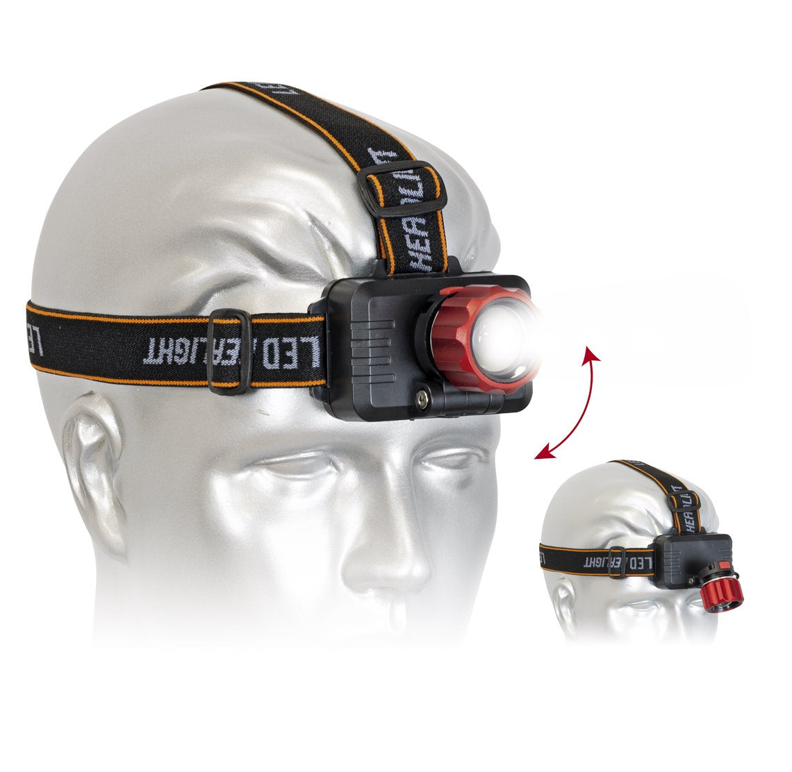 Linterna frontal de 1 LED con alta potencia lumínica para cabeza o casco