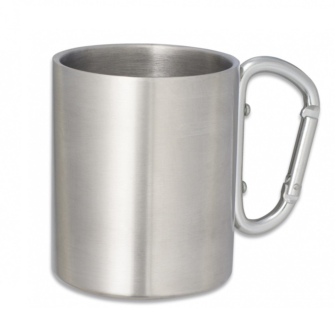 Taza camping o acampada inox con mosquetón