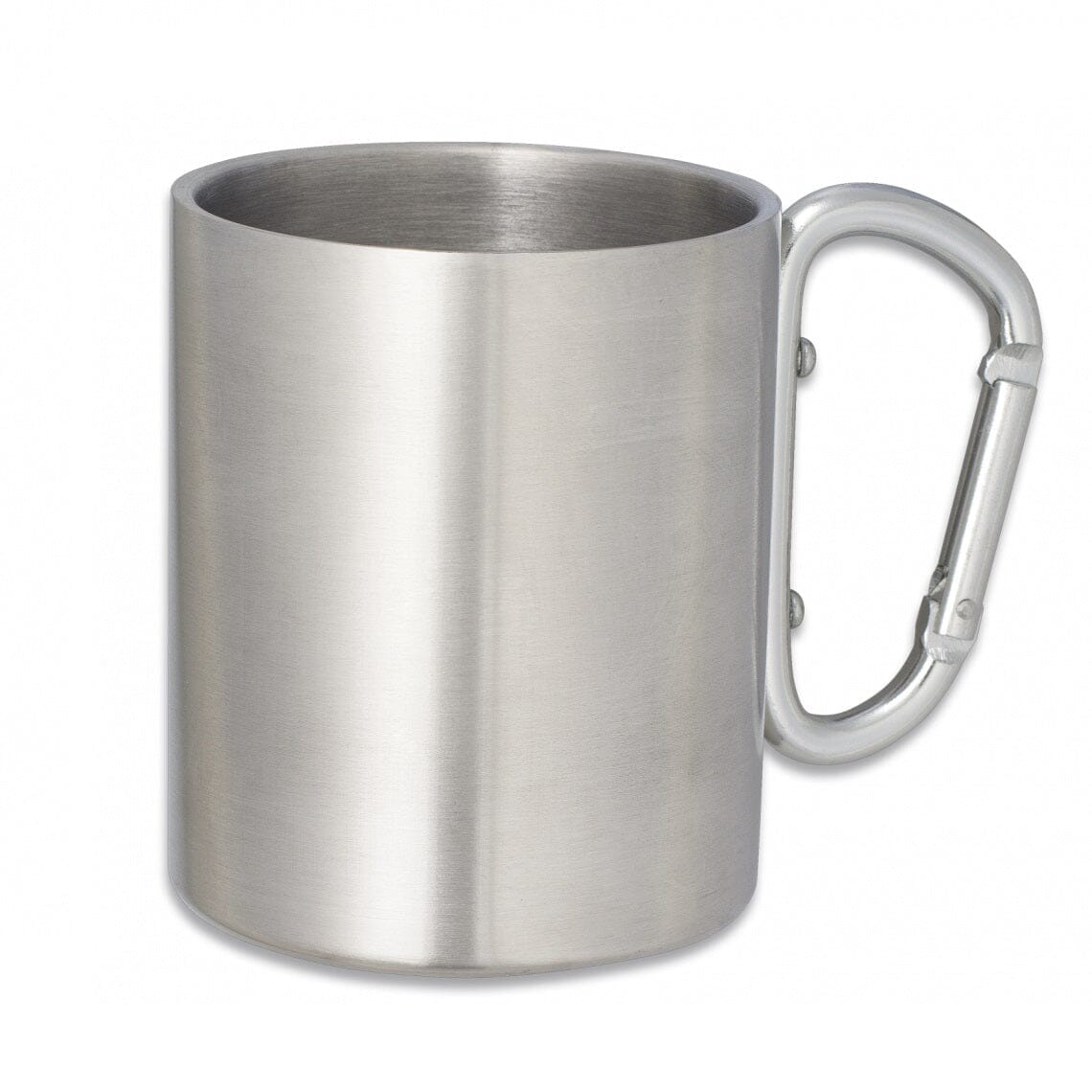 Taza camping o acampada inox con mosquetón - AVENTURATRAIL