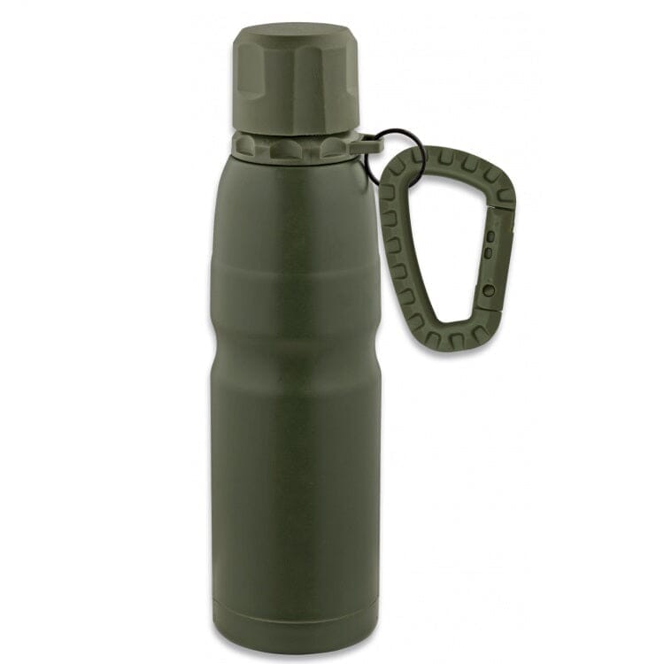 Termo verde con mosquetón y anilla 500 ml - AVENTURATRAIL